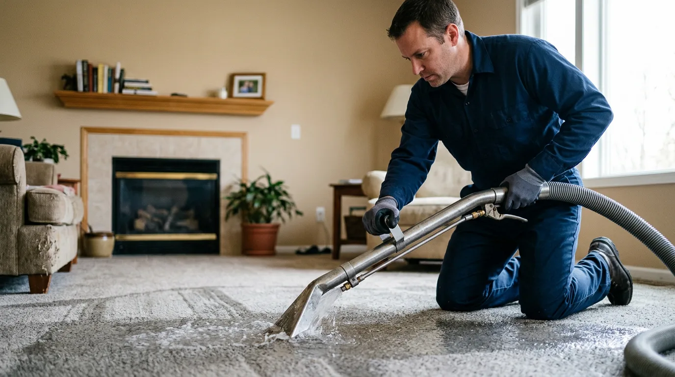 Water damage restoration technician working near Cardington, OH